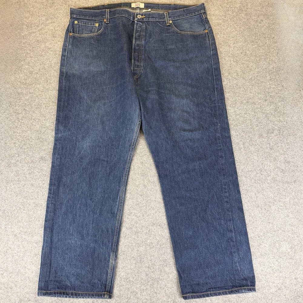 Levi's 501 Mens Blue Jeans 46x32 Straight Leg Button Fly Medium Wash Denim
